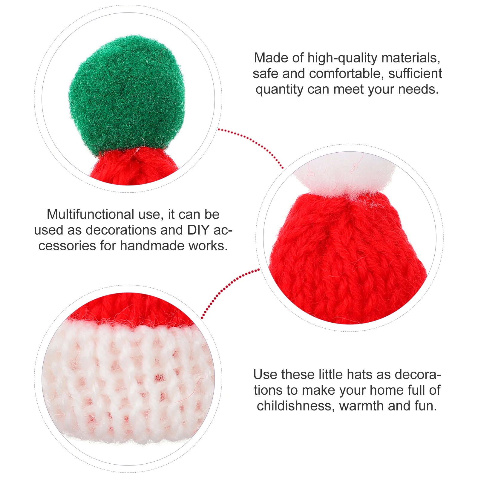 

20Pcs Mini Christmas Hat Ornament Comfortable Woolen Yarn Multifunctional Decor Supplies Mini Hat Ornament Christmas Adornment