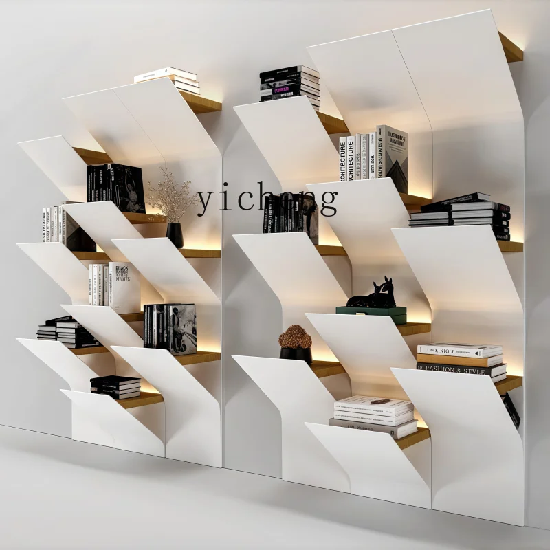 YFY  paint bookshelf creative art modern wall-mounted shelf multi-functional decorative cabinet