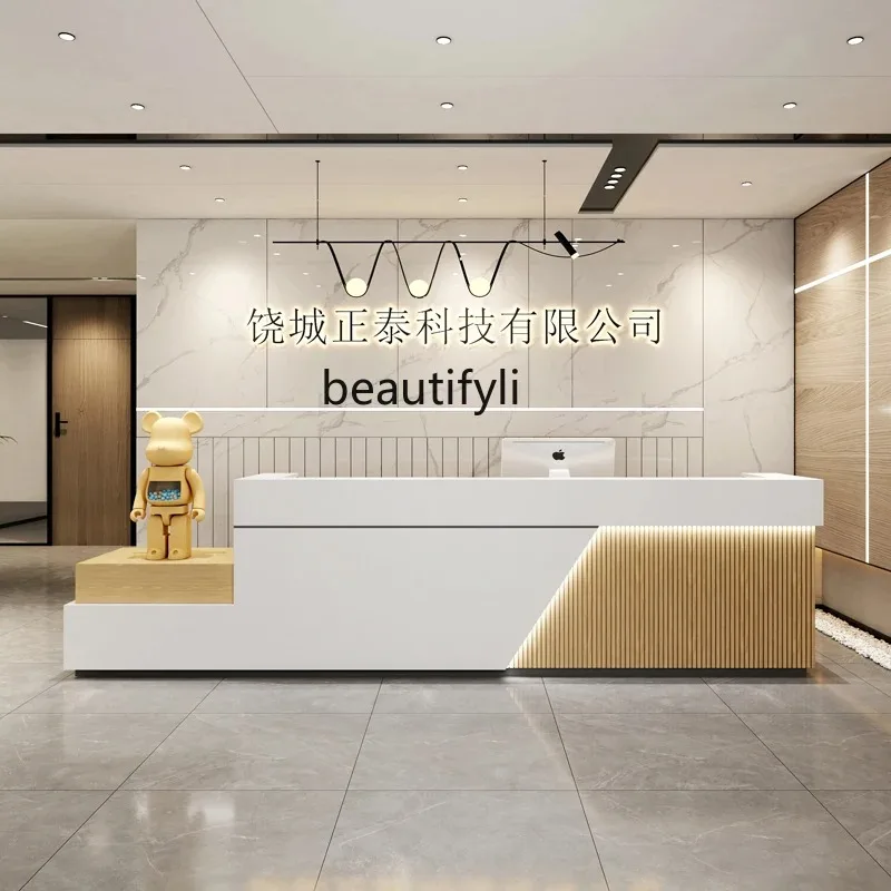 A4567 Simple company front desk reception desk hotel lobby light luxury counter clothing store checkout page beauty salon bar
