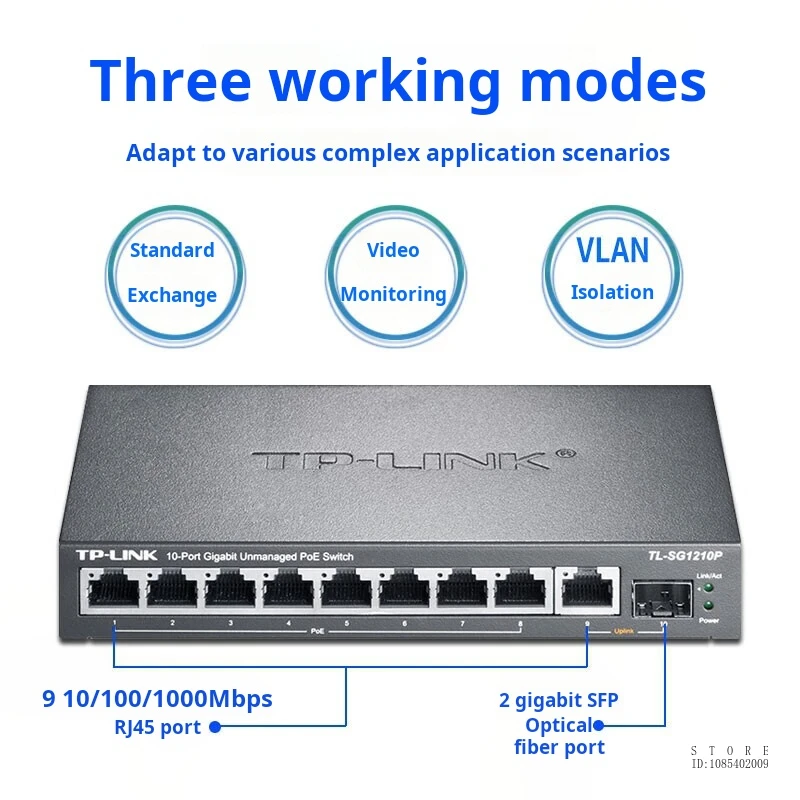 TP-LINK volle Gigabit 8-Port Poe Switch 8ge (Poe) + 1ge + 1sfp Stahl Shell Design Netzwerk Kabel Splitter Internet Splitter TL-SG1210P