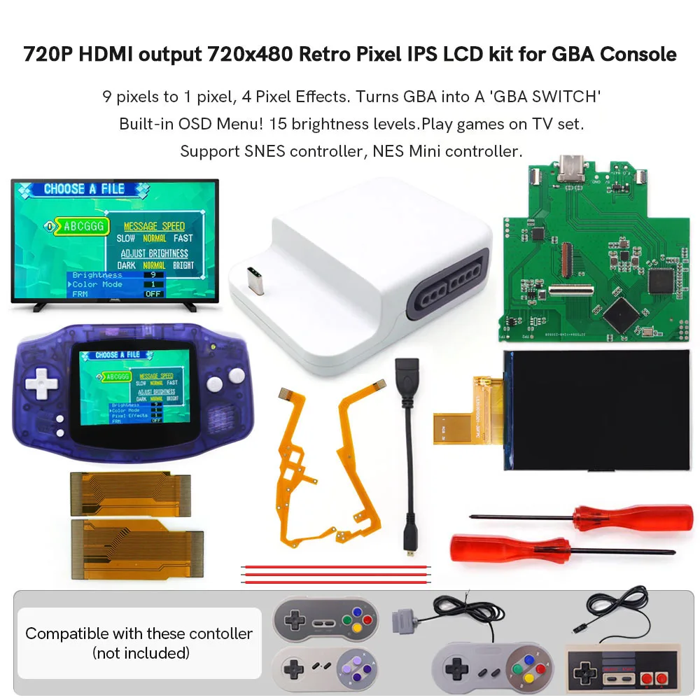 720P HDMI-Compatible Backlight IPS LCD Switch Dock Station For Game Boy Advance GBA Console For Turns GBA Into A 'GBA Switch'