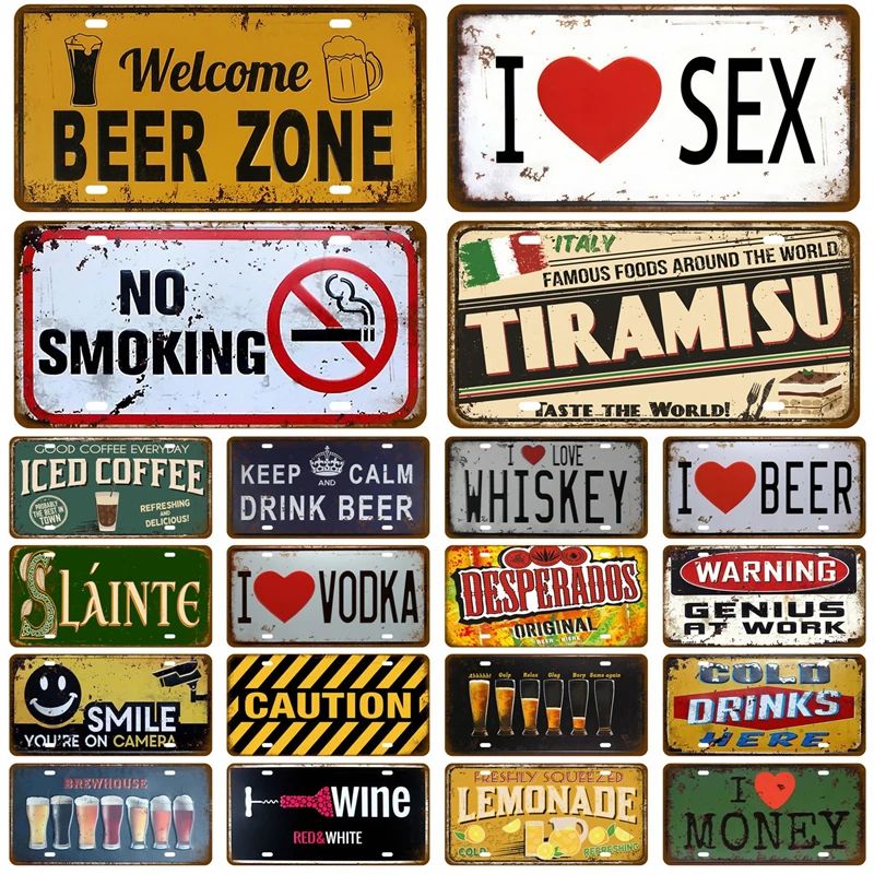 Funny Poster Tinplate Plate Home Decor For Bar Pub Club Man Cave Wall Decoration Wine Beer Coffee Tin Sign Vintage Metal Sign