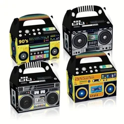 12Pcs, Radio Shaped Gift Box With Handle,90's Theme Party Supplies,Retro Bag For Keeping Candy Popcorn,Small Toys,Packaging Box