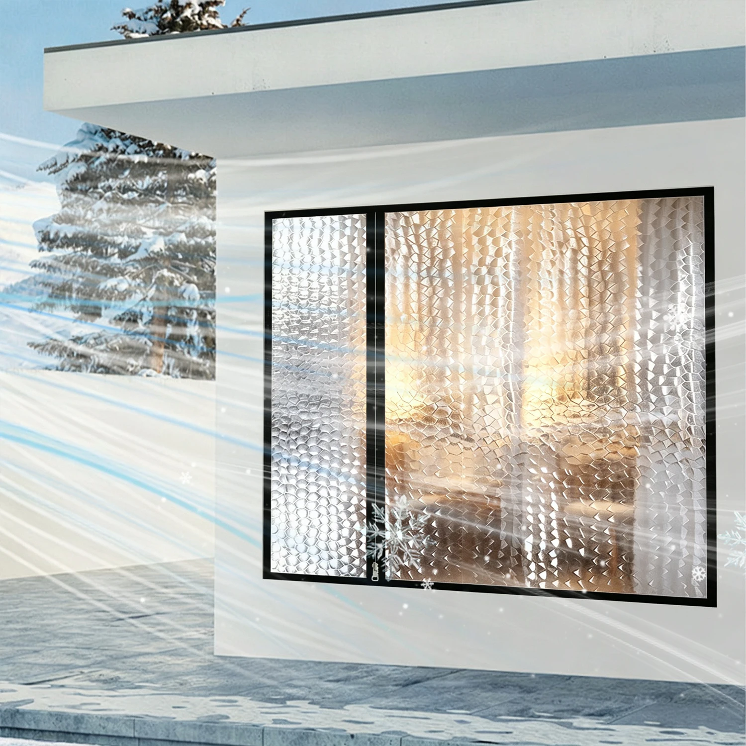 Black winter warm curtains, diamond free self-adhesive heat-insulating curtains, windproof and cold proof sealed windows