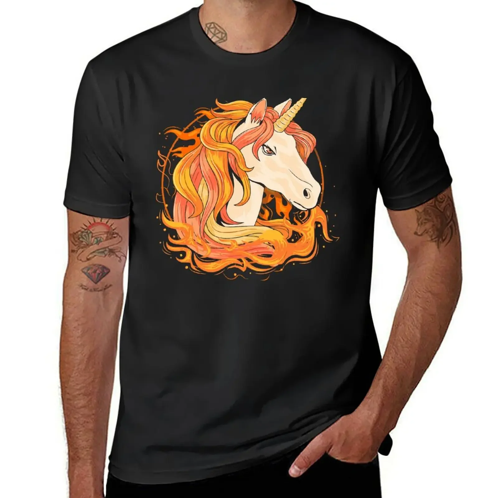 

Unicorn fire horn T-Shirt graphic t shirts street wear mens t shirts pack