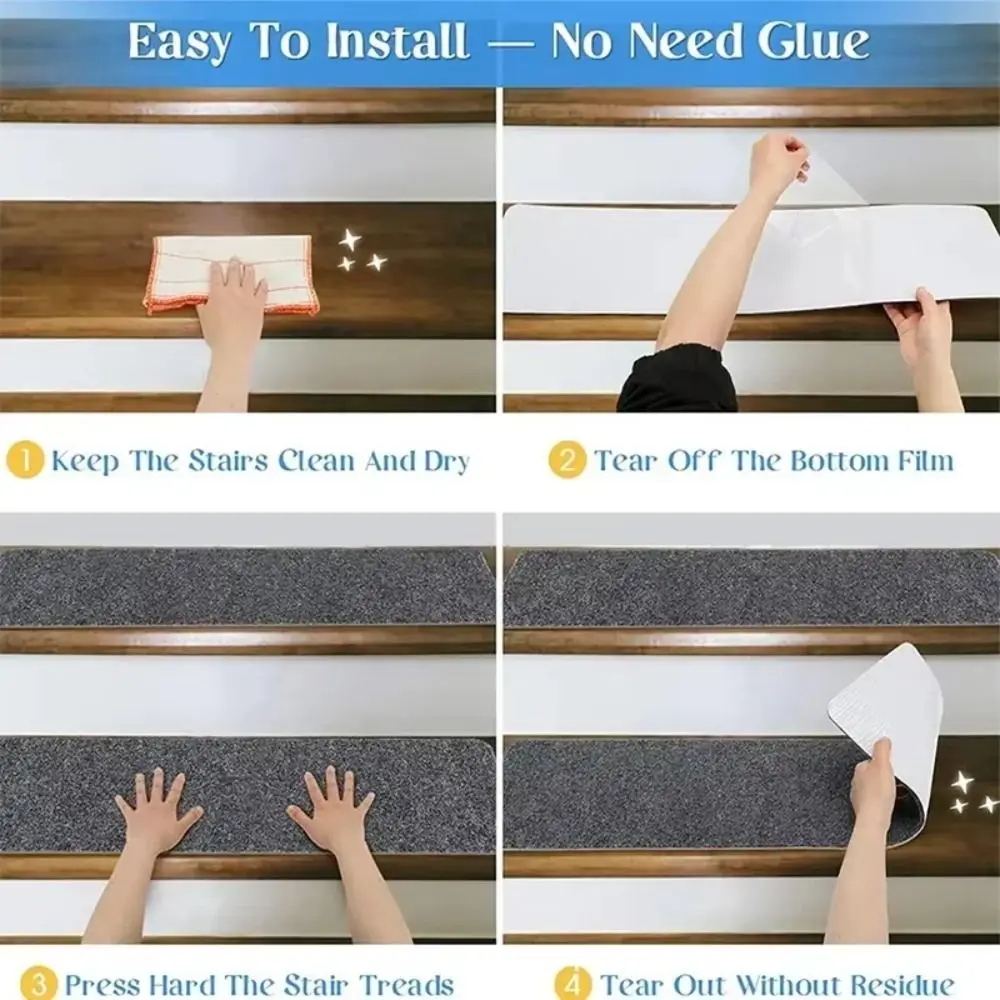 New 76X20cm Staircase Mat Non-Slip Self-adhesive Door Mat Soft Stripe Safety Protection Cover Pads Home Decor
