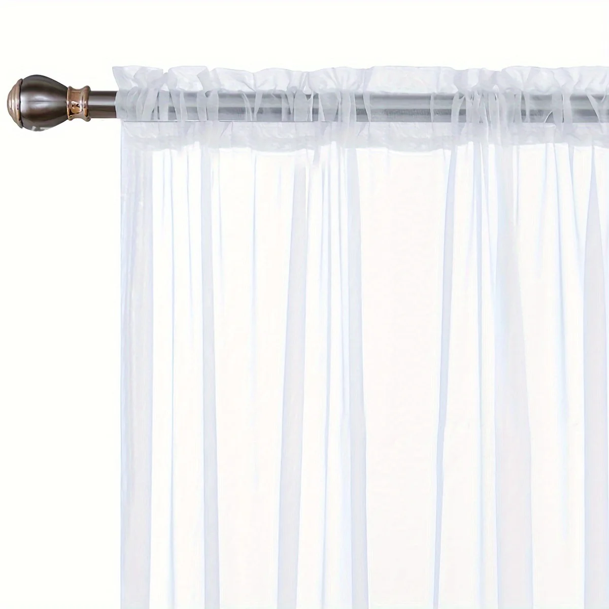 1Set Solid Color Double String Screen Curtain Semi Blackout Thin Window Screen For Living Dining Room Bedroom Decorate