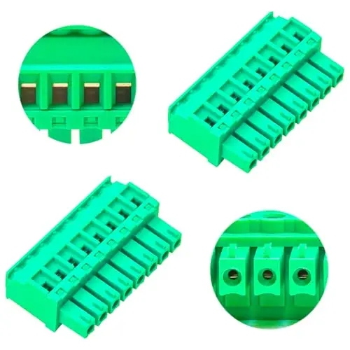 

3.81mm Phoenix Connector 8 Pin, Green PCB Screw Terminal Block Connector Screw Connection (2Pcs 3.81M-ZK-8P)