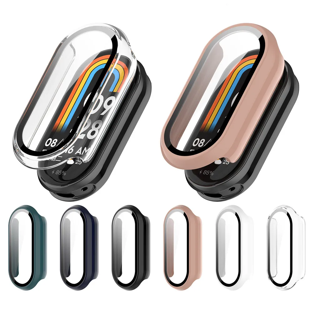 Case Cover and Tempered Glass Screen Protector For xiaomi mi band 8 Frame High Quality PC Slim Protective Accessories