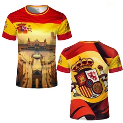 Spain Flag Short-Sleeved Loose T-shirt For Men 2024 Summer Casual 3D Printing Pattern T Shirts Spanish National Day Tops
