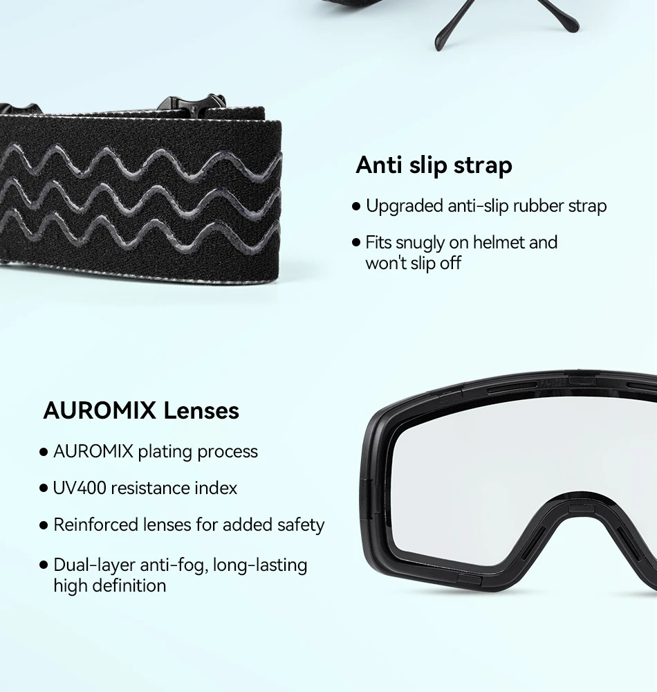 COPOZZ Magnetische Kinder-Skibrille für Kinder, UV400, Antibeschlag-Maskenbrille, Mädchen und Jungen, Snowboardbrille mit personalisierten Trägern – Detail 14