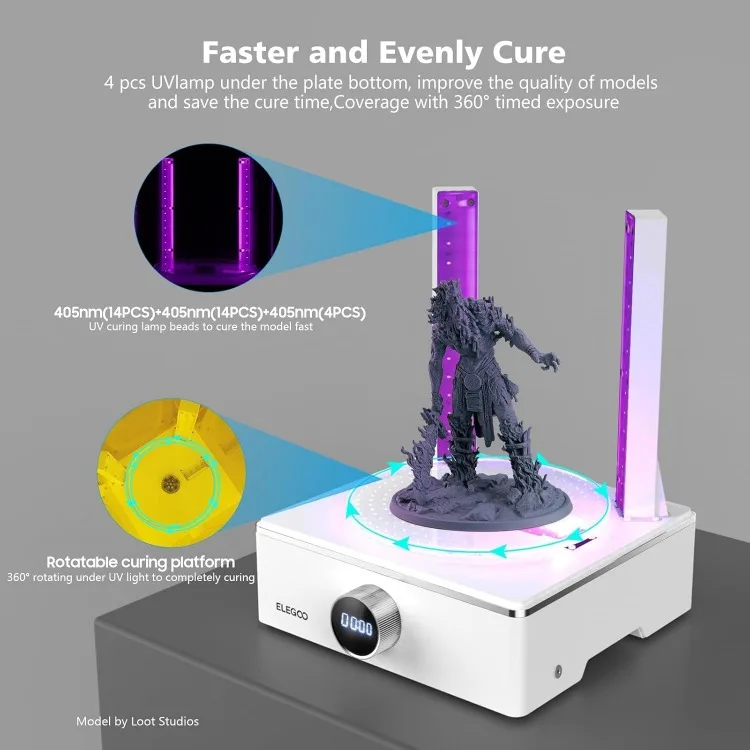 Bundel XS merkuri dengan stasiun cuci dan penyembuhan terpisah untuk model cetak 3D Resin besar, kompatibel dengan LCD Saturnus dan Mars