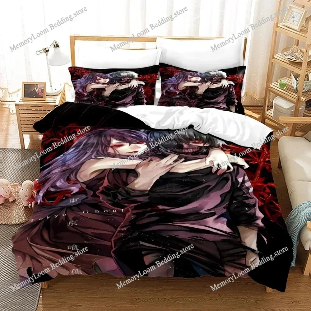 Anime Series Popular Tokyo Ghoul Kaneki Ken Bedding Set Full/Queen Size Duvet Cover Pillowcase Kids Bedroom Decor Soft Set