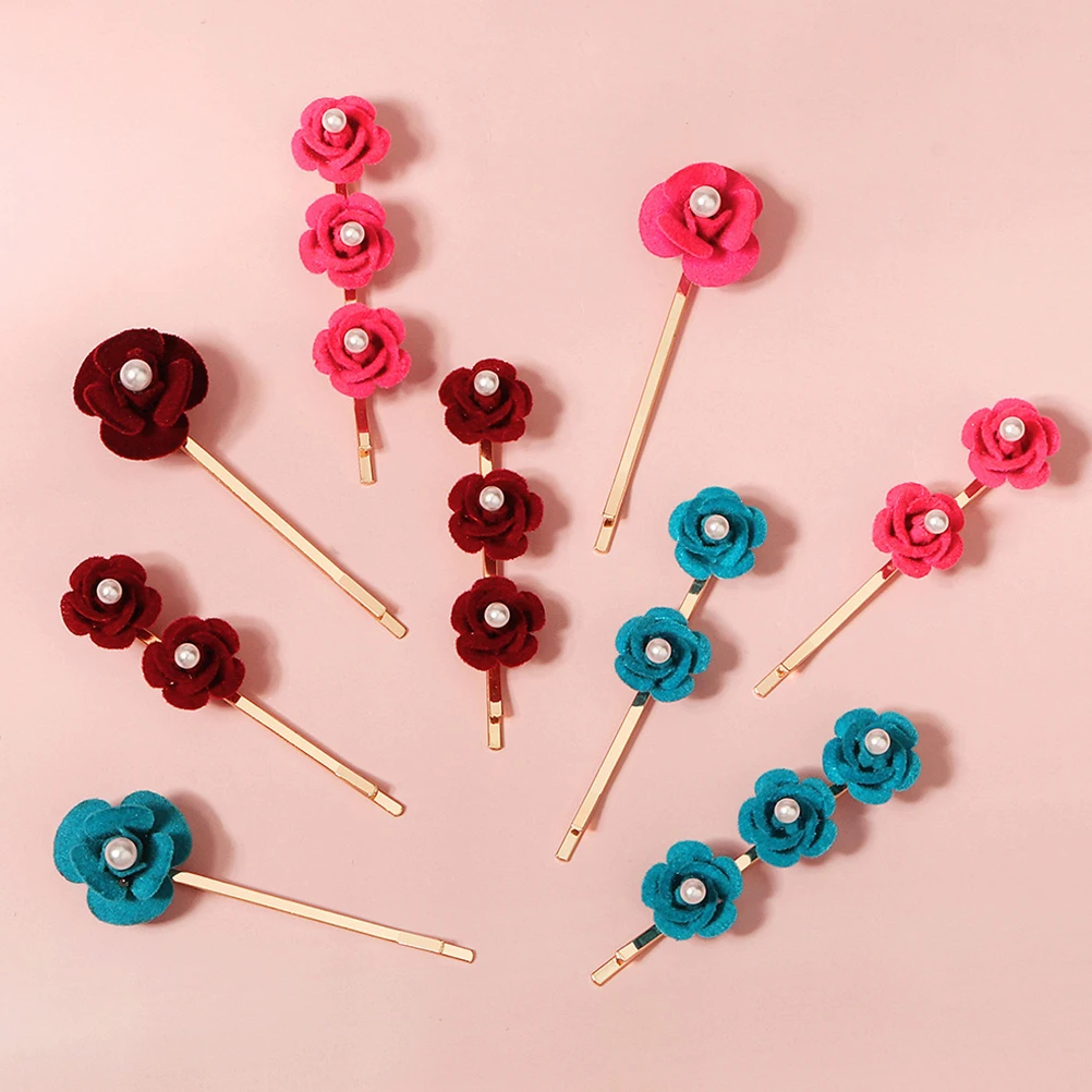 

Floral Hair Pins Pearl Clip Wedding Accessories Rose Clips for Women Mini Flower