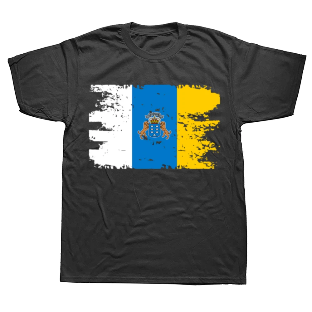 Funny Canary Islands Flag Travel Africa T Shirts Summer Graphic Cotton Streetwear Short Sleeve Birthday Gifts T-shirt Men