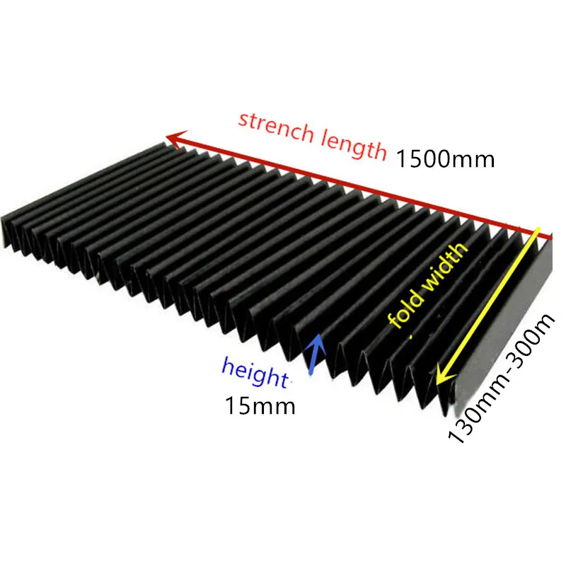 Juste de Protection pour Rail Télescopique, Soufflet Anti-Poussière pour Machine, Grille, Longueur 130-245mm, 1500mm