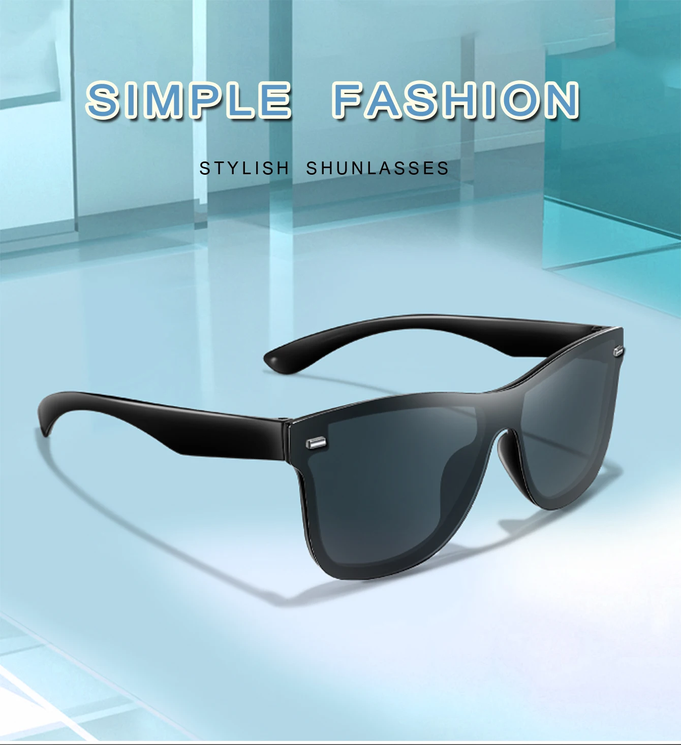 Männer Frauen Mode Winddicht Quadrat Sonnenbrille Über Größe Outdoor Fahrrad Straße Brille Fahren Wandern Camping Klassische Shades UV400 – Detail 1