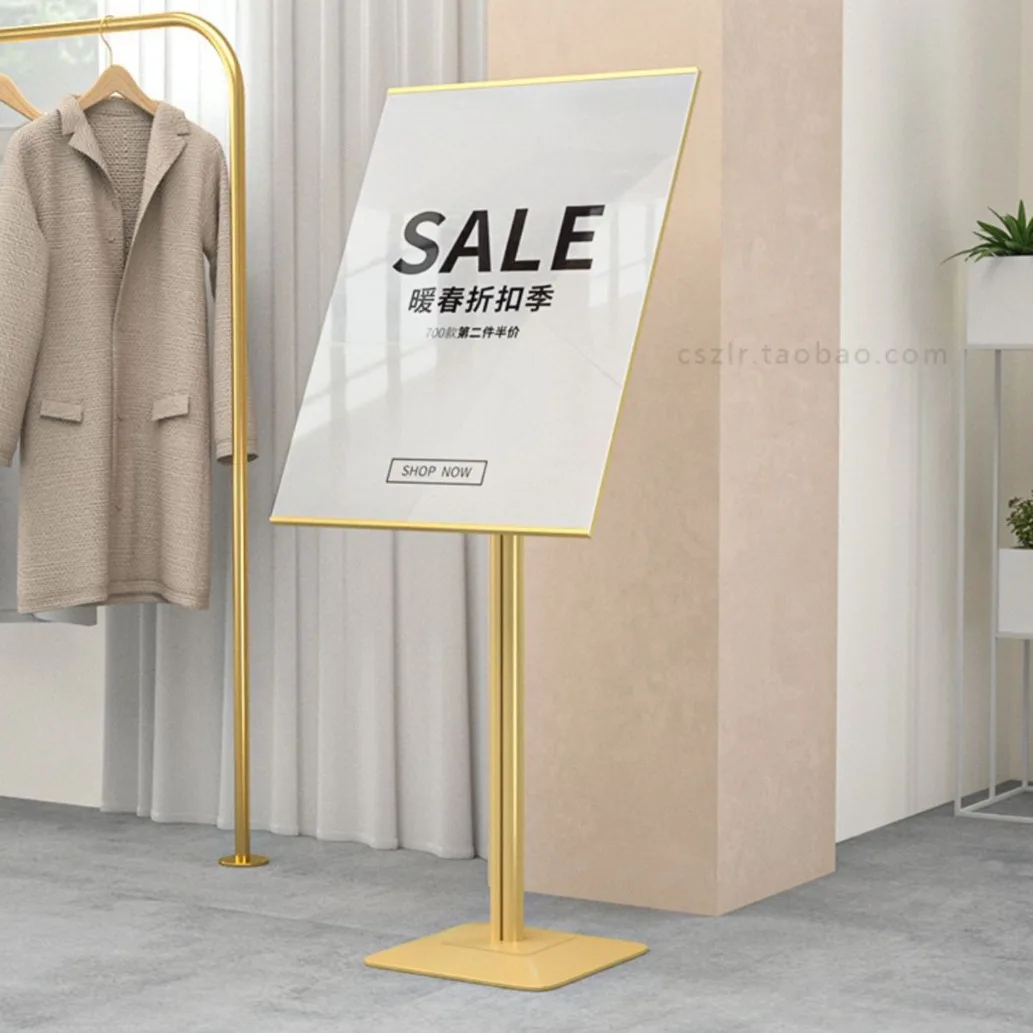 

Shopping mall display board display stand vertical poster stand golden narrow-sided floor-to-ceiling billboard door publicity