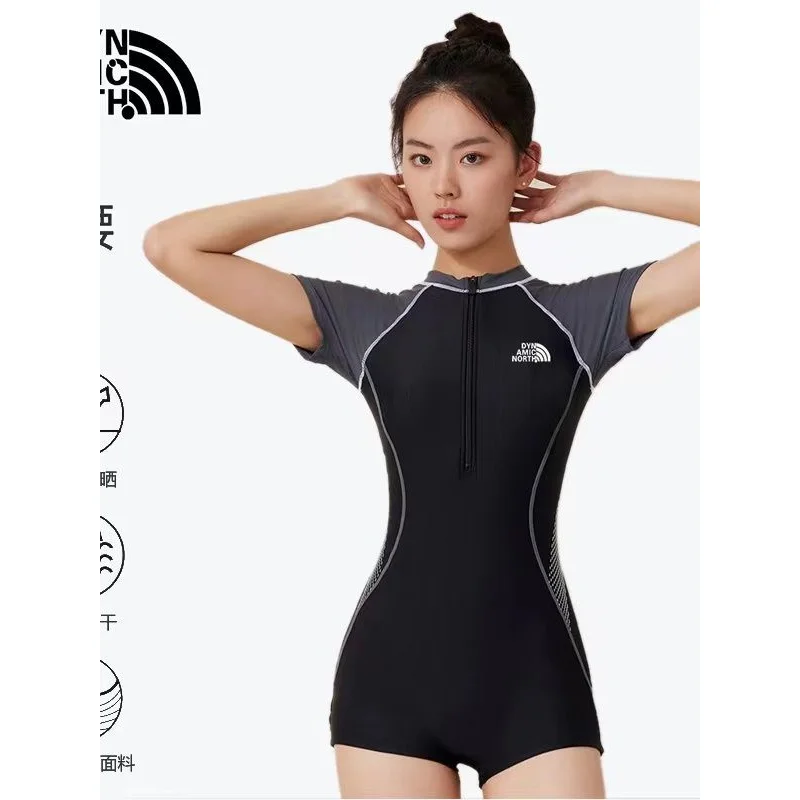 

Minsu Women's One-Piece Boxer Swimsuit New Style Swimming Pool Tummy Control Slimming Conservative Beach Vacation Swimwear Sport