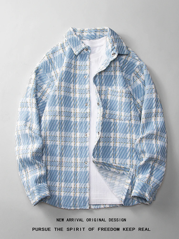 

Casual Chic Men's Outerwear Spring Autumn Loose Fit Sli irt Jaet Button Decorated Iron Free Youth Trend Resistant Wind