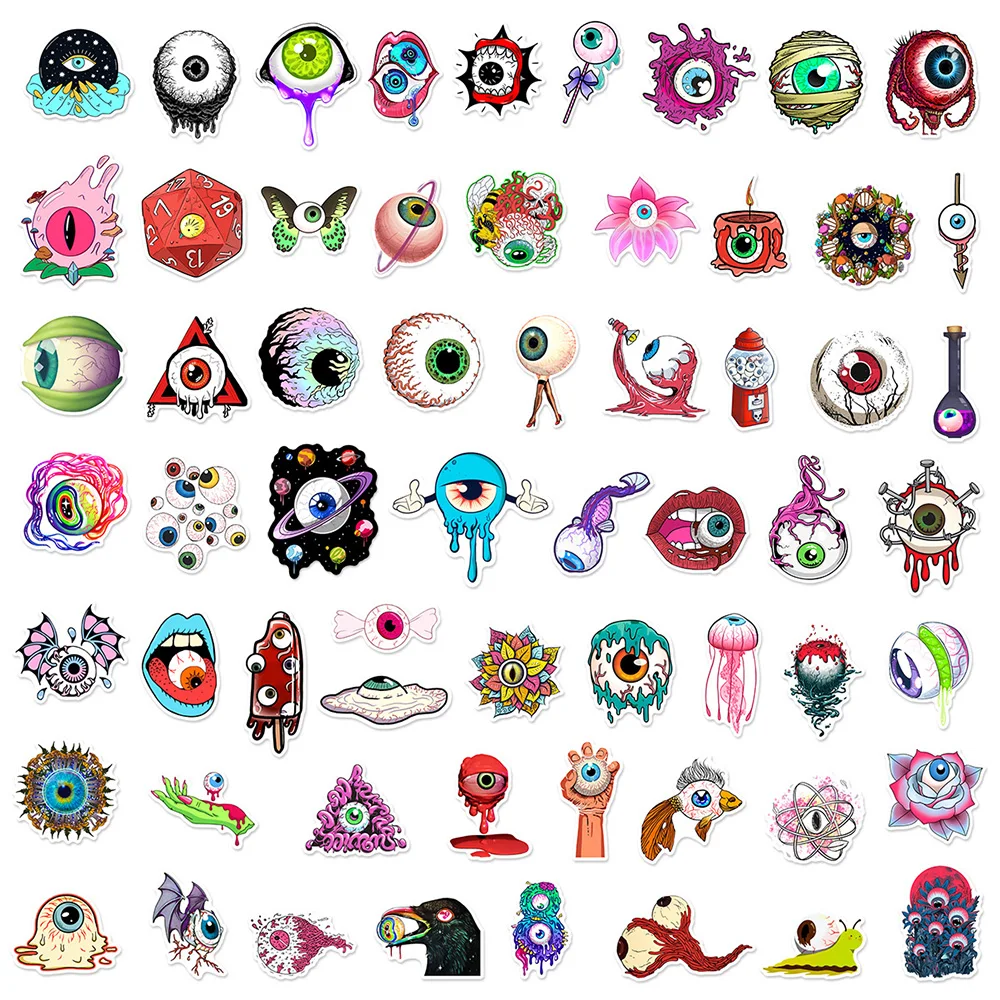 10/30/50pcs Evil Horror Oogbol Cartoon Stickers Cool Halloween Graffiti Sticker DIY Bagage Telefoon Laptop Decals decoratie Speelgoed
