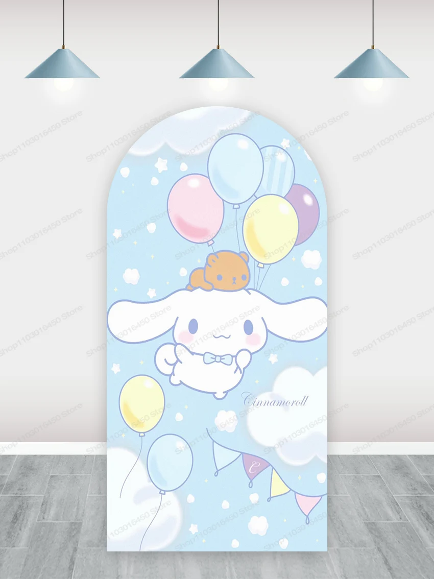 Sanrio Cinnamoroll Arch Photo Backdrop Cute Arched Wall Blue Birthday Party Baby Shower Doublesided Photography Background