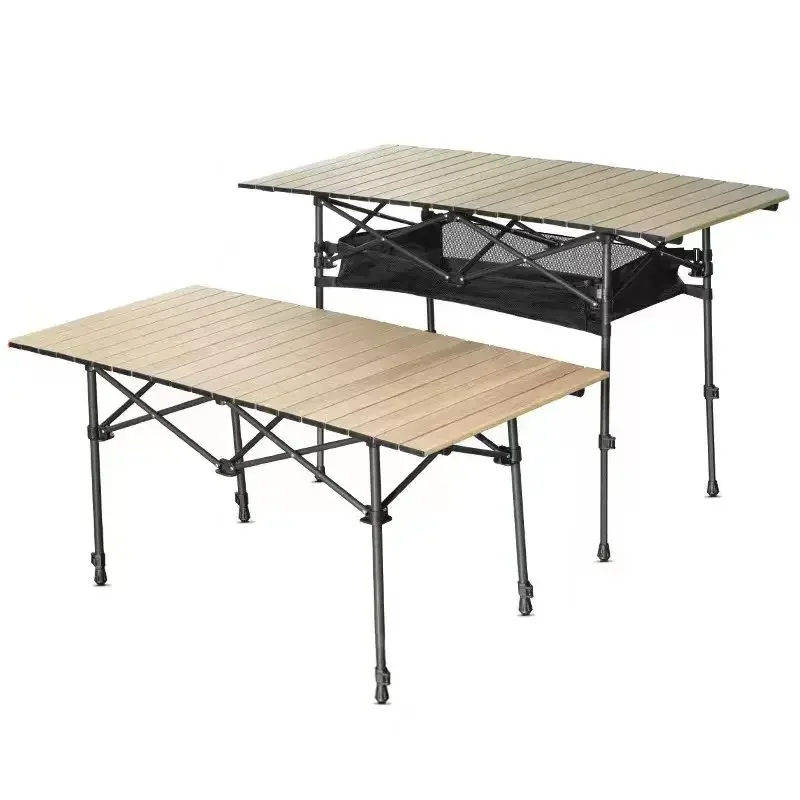 New Folding Camping Table With Adjustable Height Portable Aluminum Roll-up Picnic Backpacking Table