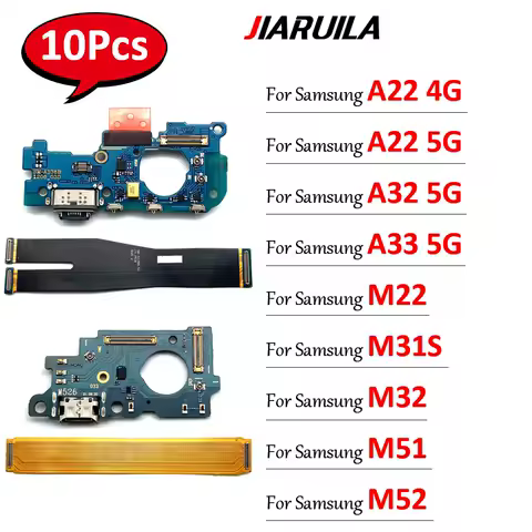 10Pcs， For Samsung A22 A32 4G A33 M54 5G M22 M31S M32 M325F M51 M52 USB Charging Main Board Motherboard Connector Board Cable