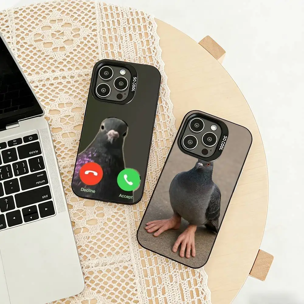 

Funny pigeon mischief Phone Case For iPhone 17,16,15,14,13,12,11 Plus,Pro Max,XS,Colored silver phone case