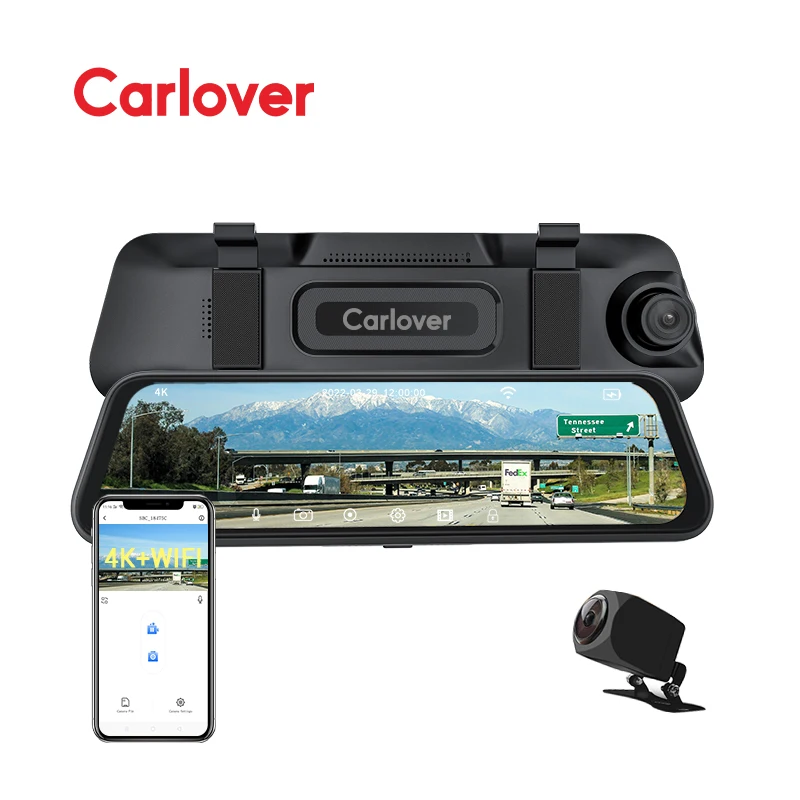 

9.66 Inch IPS Car DVR with 4K Dual Lens WIFI Dashboard Camera Rear View Mirror Black Box Video Recorder