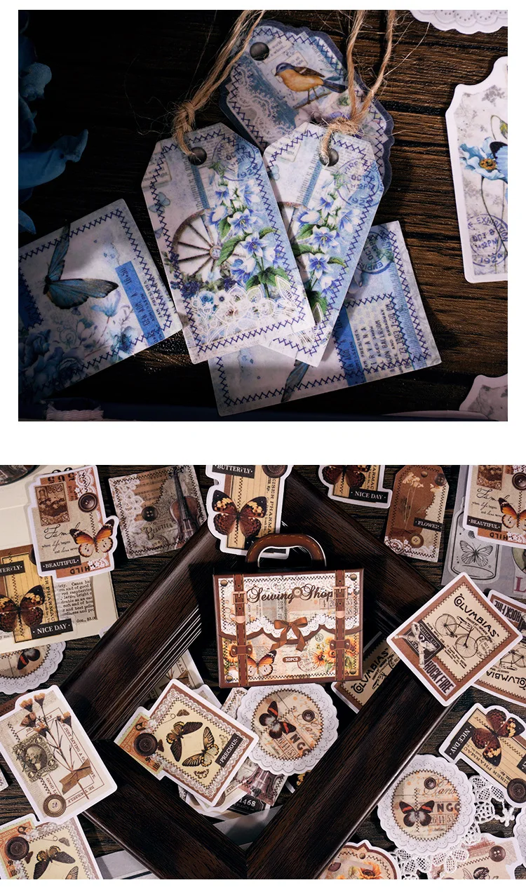 30 teile/schachtel Washi Aufkleber nähen handgemachte Thema Retro literarische DIY künstlerische Sammelalbum Journal Tagebuch dekorative Collagen – Detail 4