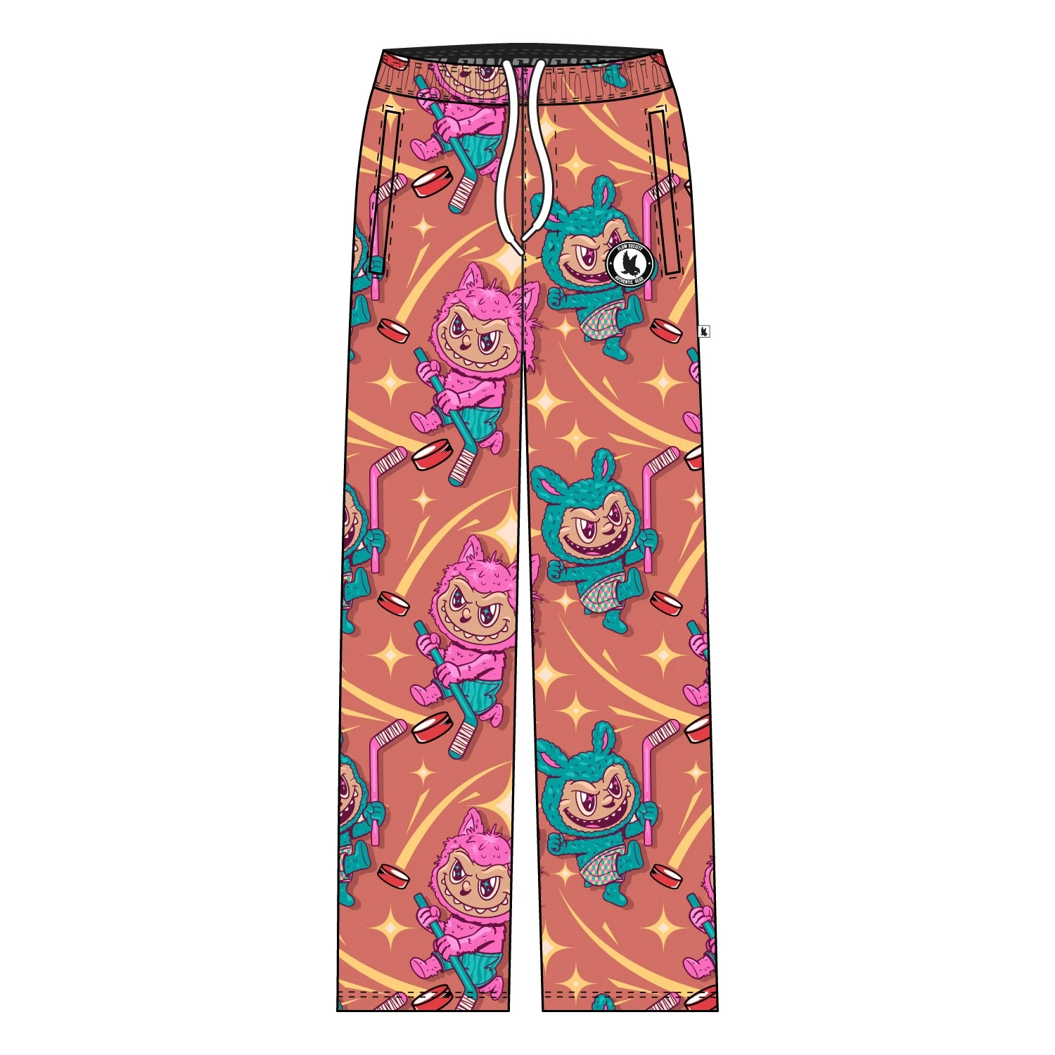 2026 Cartoon Monster Hockey Pants, Unisex Retro Comic Print Casual Pants, Drawstring Loose Street Sports Casual Pants.
