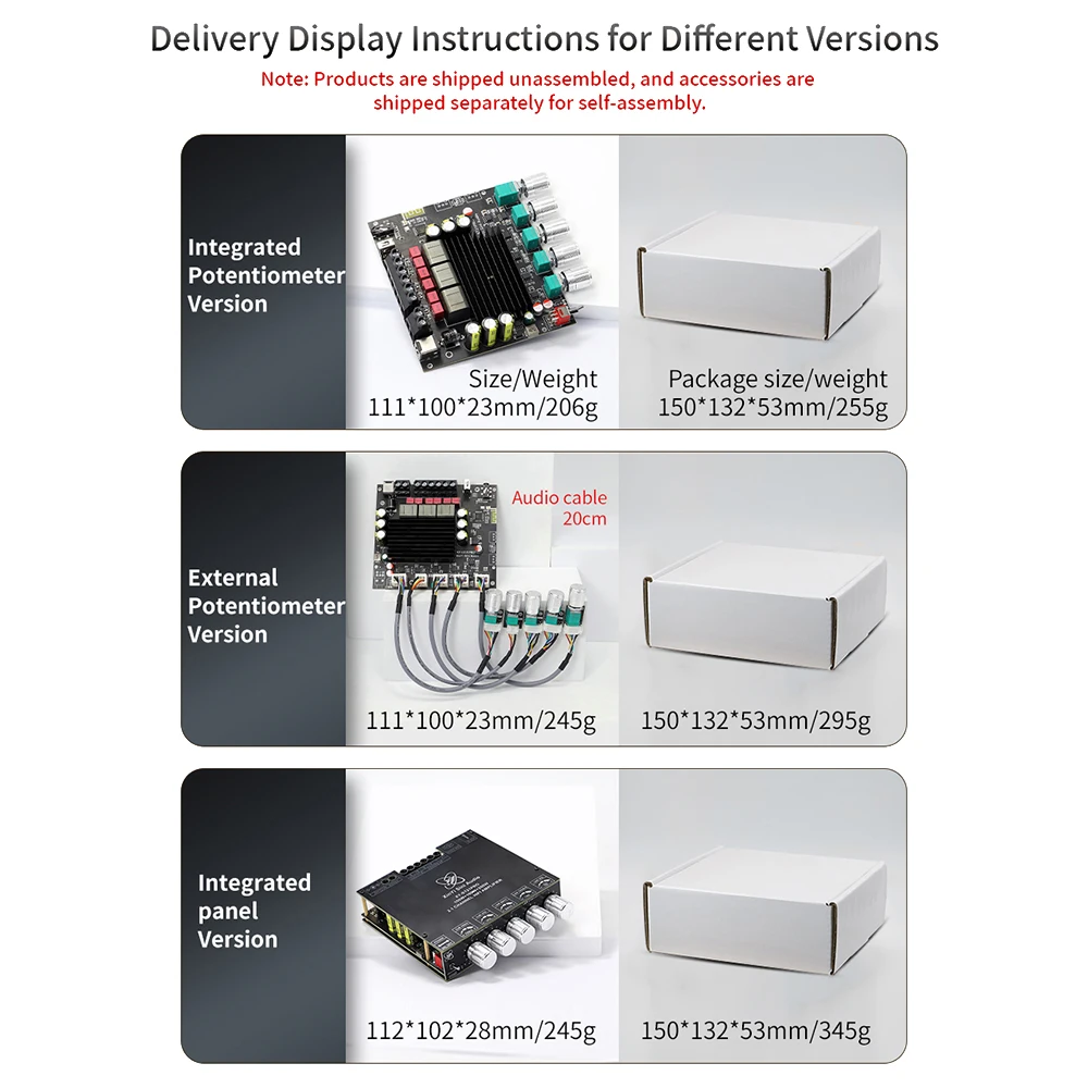 XY-ST21 PRO Scheda audio di potenza 2.1 canali Bluetooth 5.2 Subwoofer stereo Dual-core TPA3221 100WX2 + 200W Amplificatore audio sintonizzato