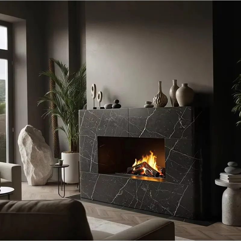 Luxury Modern Marble Fireplace Mantel Nordic Indoor Decorative  Fireplace Surround For Living Room Villa Hotel Home Decor