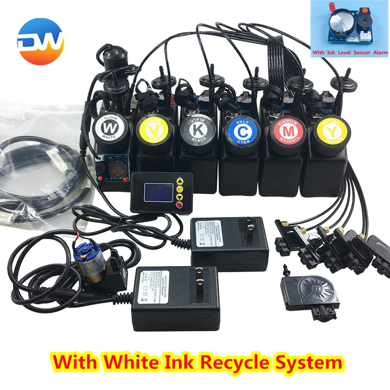 UV White Ink Ciss System Motor CMYKV Color White Tank L1800 L805 Printer Modify Machine Tank With Stirrer Ink Level Sensor Alarm