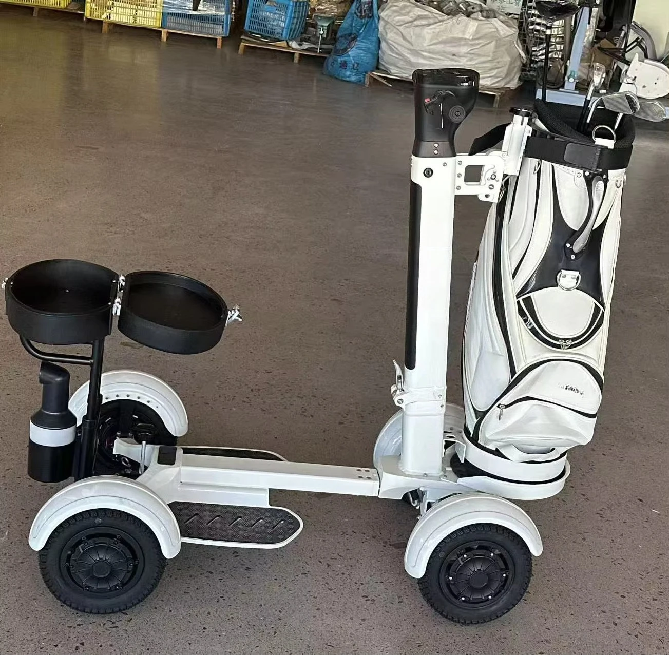 2026 أحدث تصميم حقيبة جولف سحب دفع عربة سبائك الألومنيوم 4 عجلات دفع عربة الغولف مع حامل المظلة #5