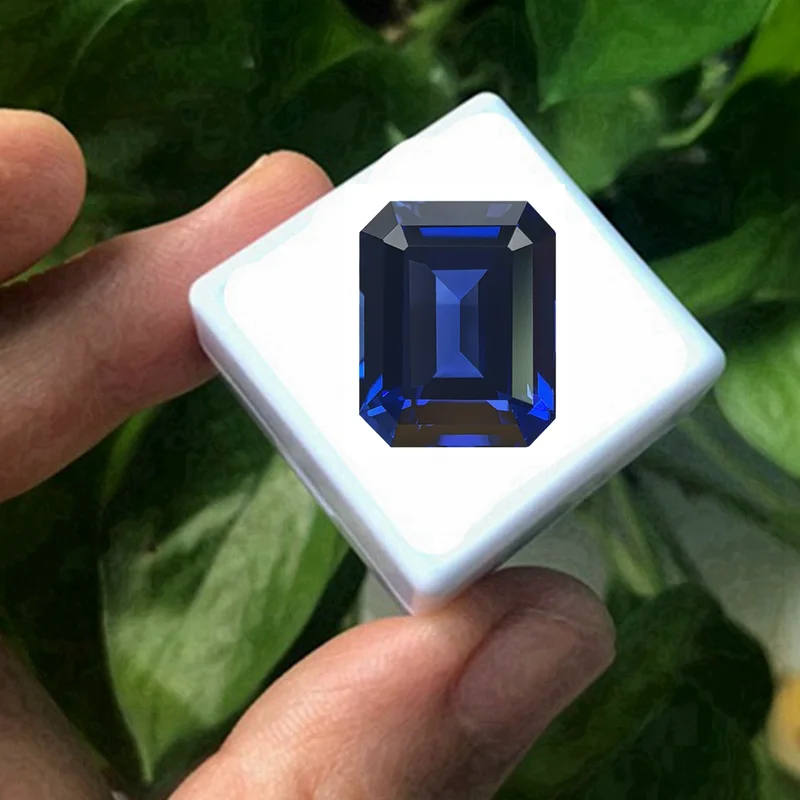 

Boxed Loose Blue Sapphire Test Mohs Hardness Gems Emerald Cut AAAA VVS Loose Gemstone