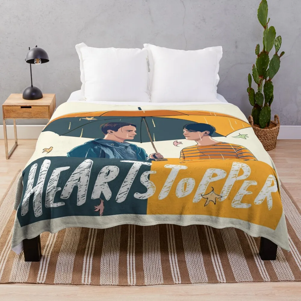 Heartstopper - Nick & Charlie Umbrella Scene Vectorized Throw Blanket valentine gift ideas Blankets For Bed Blankets