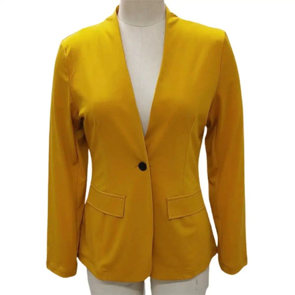 Women Autumn Suit Coat Solid Color V-neck Long Sleeve Slim Female Business Office Blazer Jacket casaco feminino