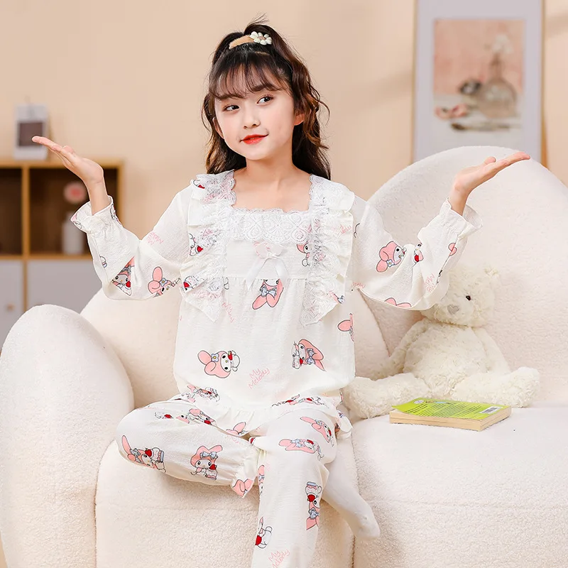 Children's Pajamas Girls Thin Edition Pajama Girl Sets Set Sleepwear Robe Clothing Mother Kids