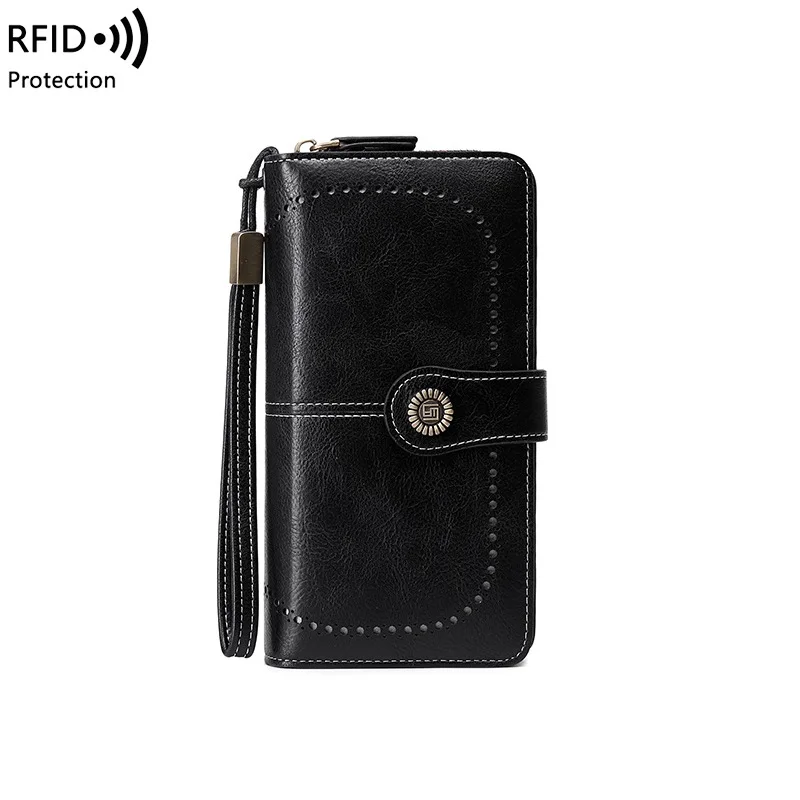 PU Leather Credit Card HolderHigh Quality Women Wallet RFID Anti-theft Purse for Woman Long Zipper Large Ladies Clutch Bag