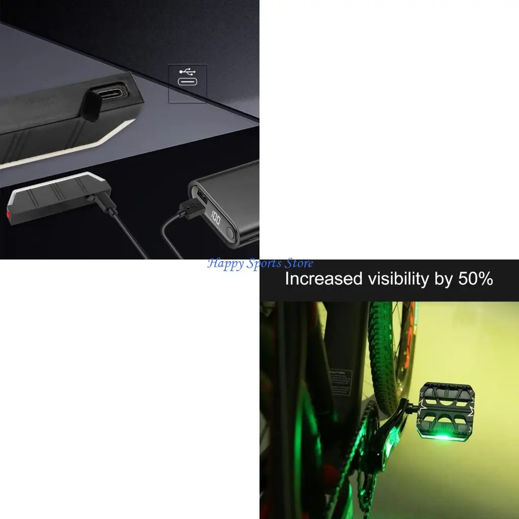 

Dustproof Mountain Bicycles LED Pedals Bicycles Nonslip Wide LED Platform Pedals