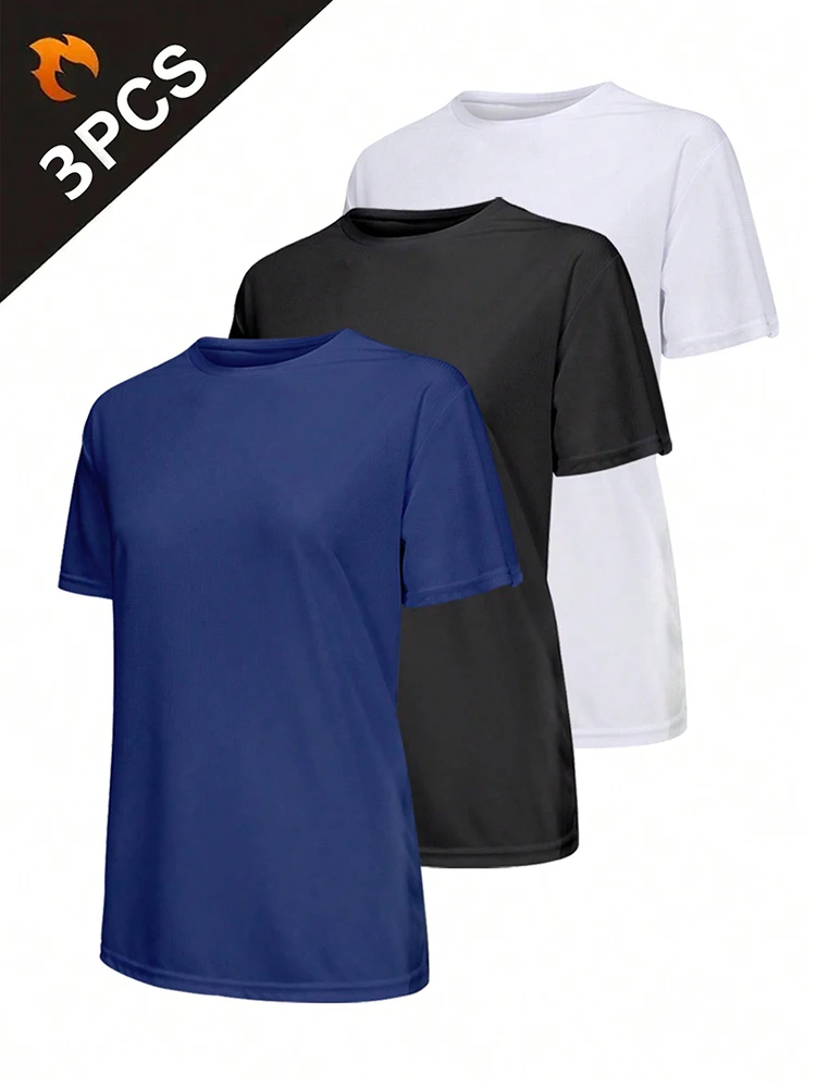 3PCS Women's Solid Color Ultralight Quick Dry Sport T-Shirt, Breathable Lightweight Top For Fitness Training Workout Running