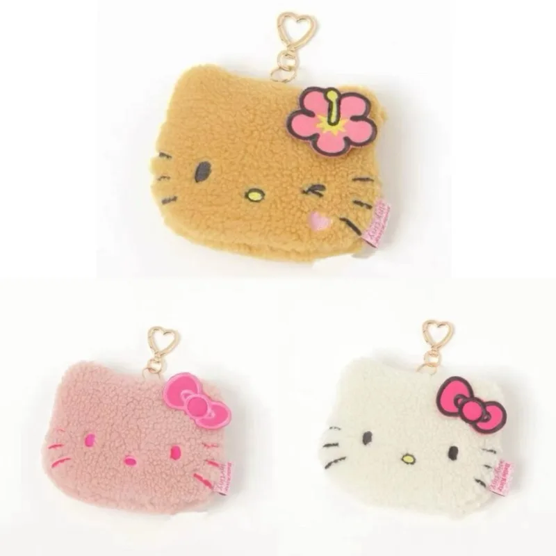 kawaii Hello Kitty tiny Plush Coin Purse Storage Bag Cartoon Hot Pink Black sanrio Kitty Originality Printing Cosmetic Bag Gift