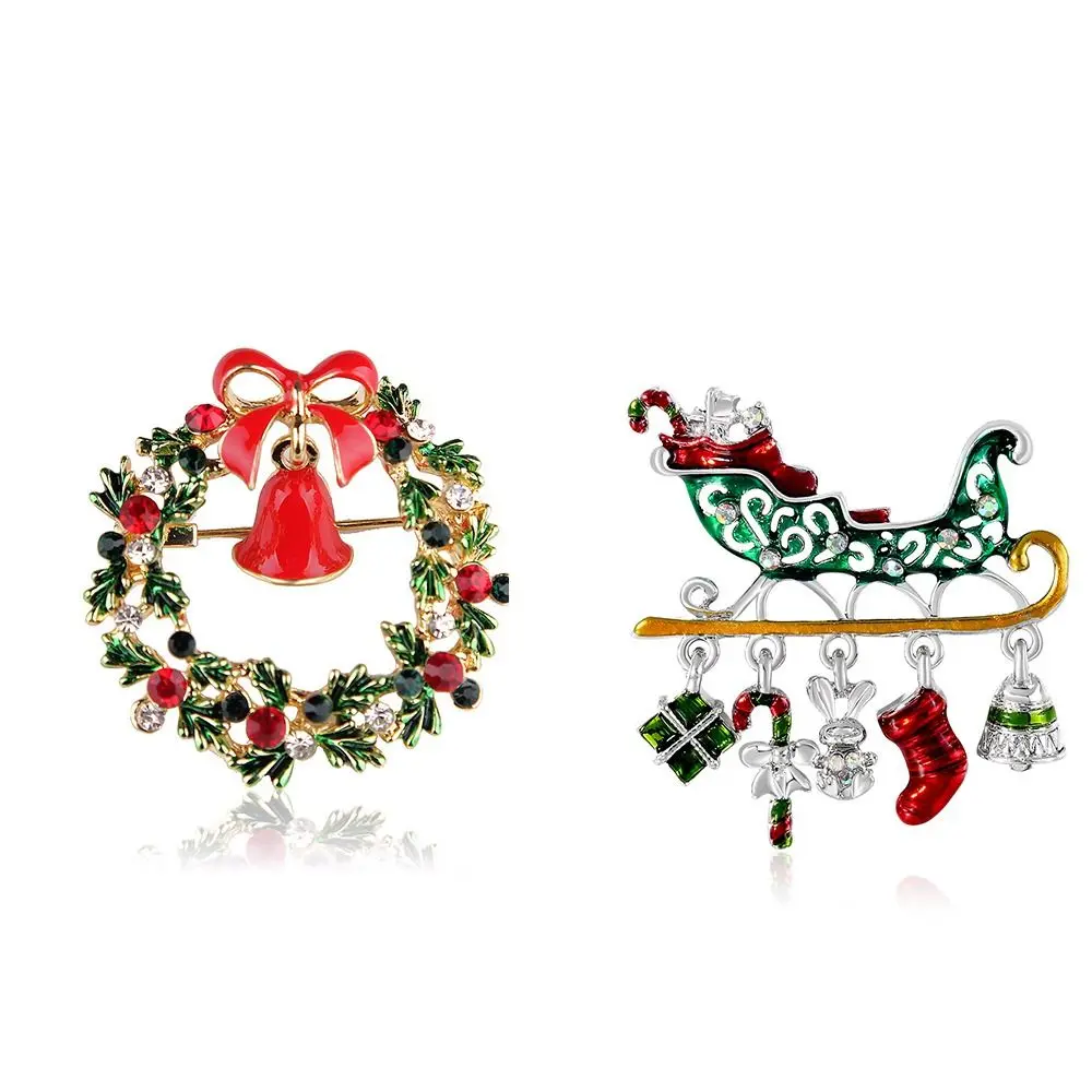 Sleigh Brooches Dripping Oil Collar Pin Cartoon Design Women Brooch Korean Style Badge Christmas Present Clothes Accessories