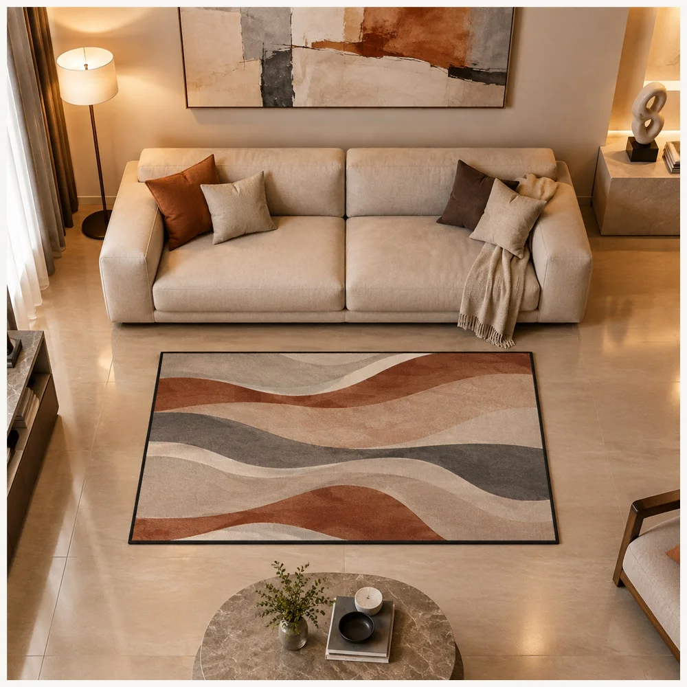 VIKAMA Abstract Morandi Blocks Door Mat, Non Slip Washable Flannel Rug, Nordic Floor Mat for Snug, Landing, Pantry