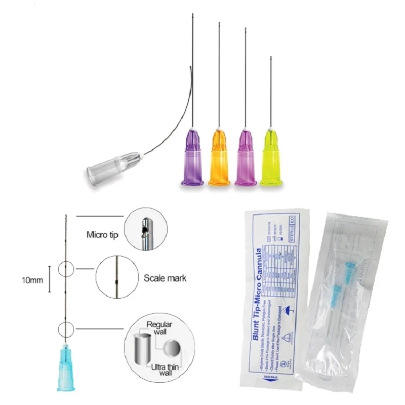 Agulha descartável da cânula da ponta sem corte, enchimento facial do ácido úrico, 14G 90mm, 18G, 21G, 22G, 23G, 25G, 27G, 30G, 50Pcs, 100 PCes