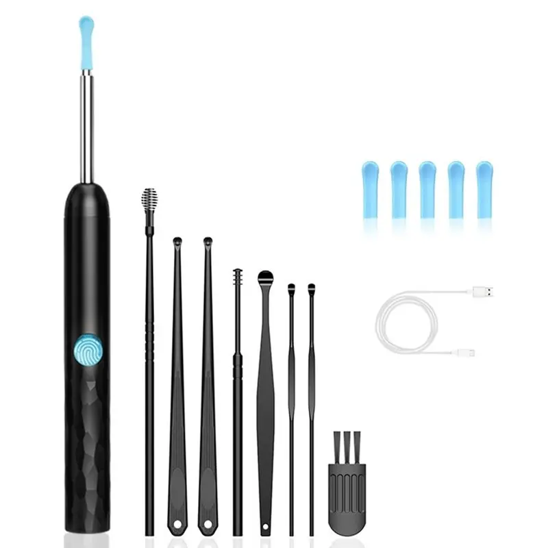 

Камера-эндоскоп A25P Wi-Fi для чистки ушей, набор для удаления ушной серы, ухочистка с отсеком для инструментов, черный