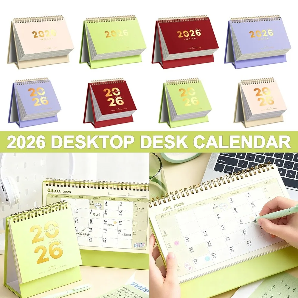 

Standing 2026 Desktop Desk Calendar Thick Paper Time Management Flip Calendar Foldable Desktop Paper Calendar Table Decorations