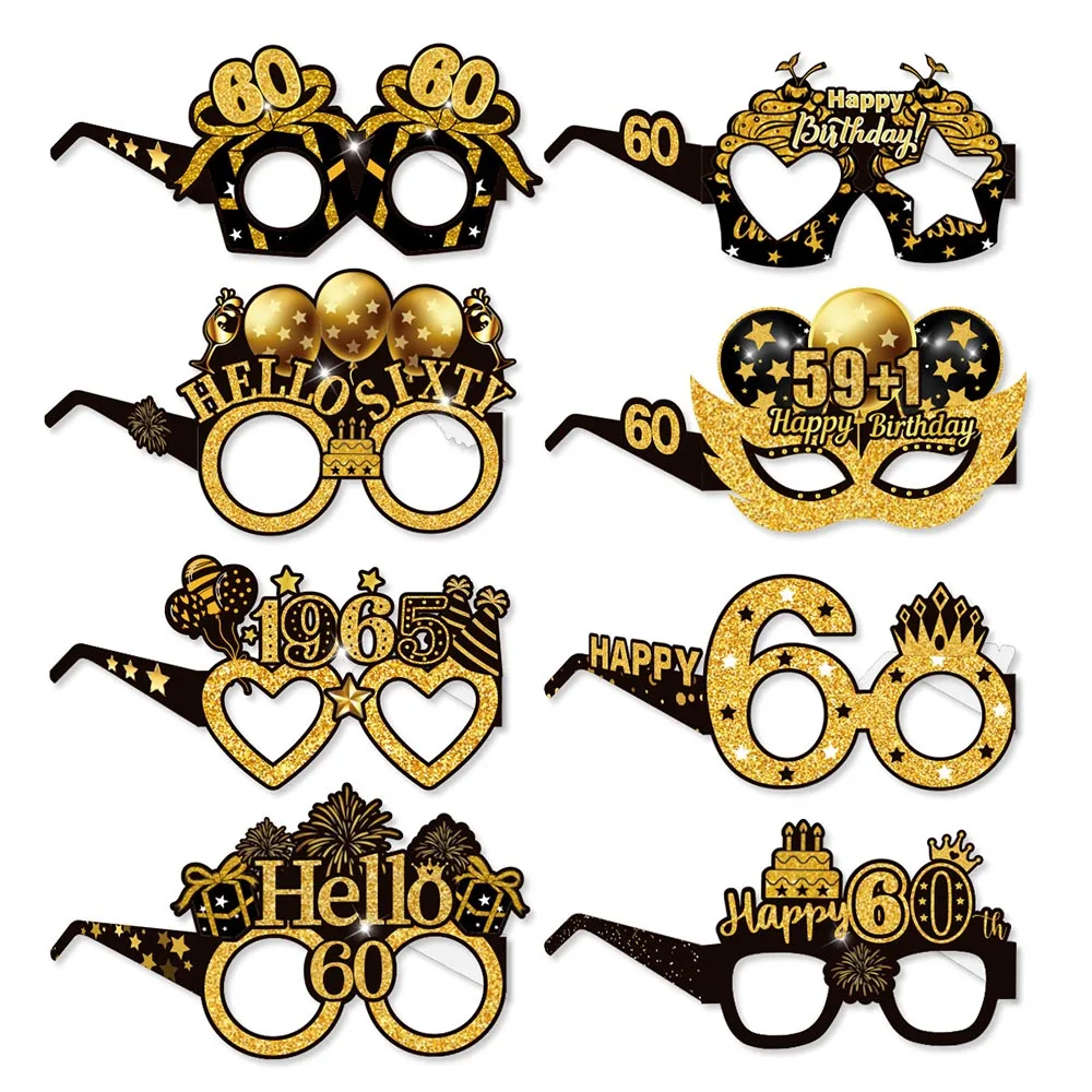 Taartdecoratie 60e verjaardag - Happy 60th Birthday decoratie voor man en vrouw - taartdecoratie zwart met Hello 16 glitter taarttopper